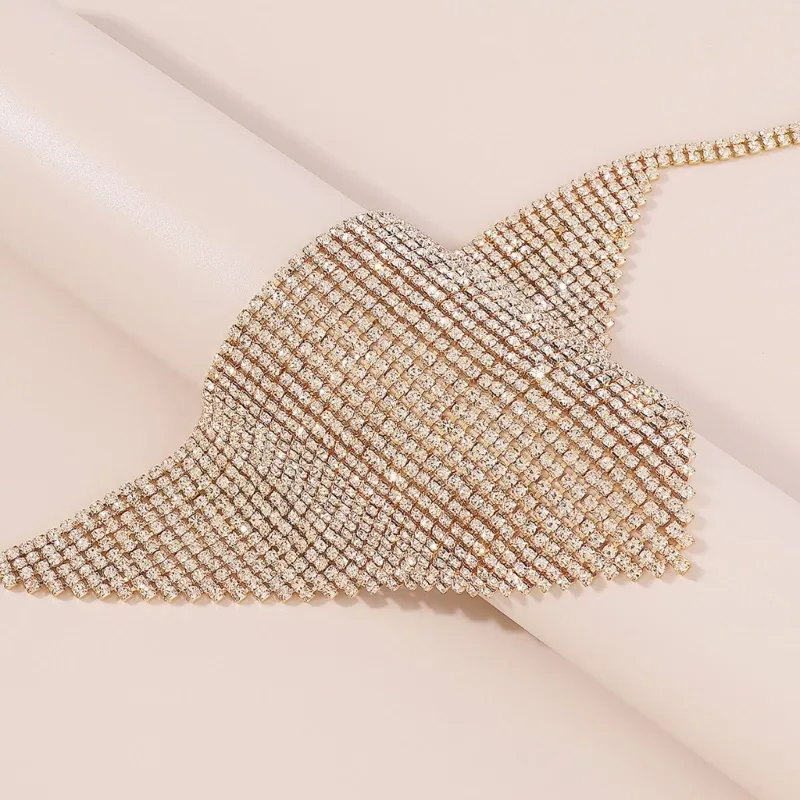 Chains Wide Crystal Bib Collar Necklace Rhinestones Choker Full Clavicle Chain Jewelry For Drop_voghion.com