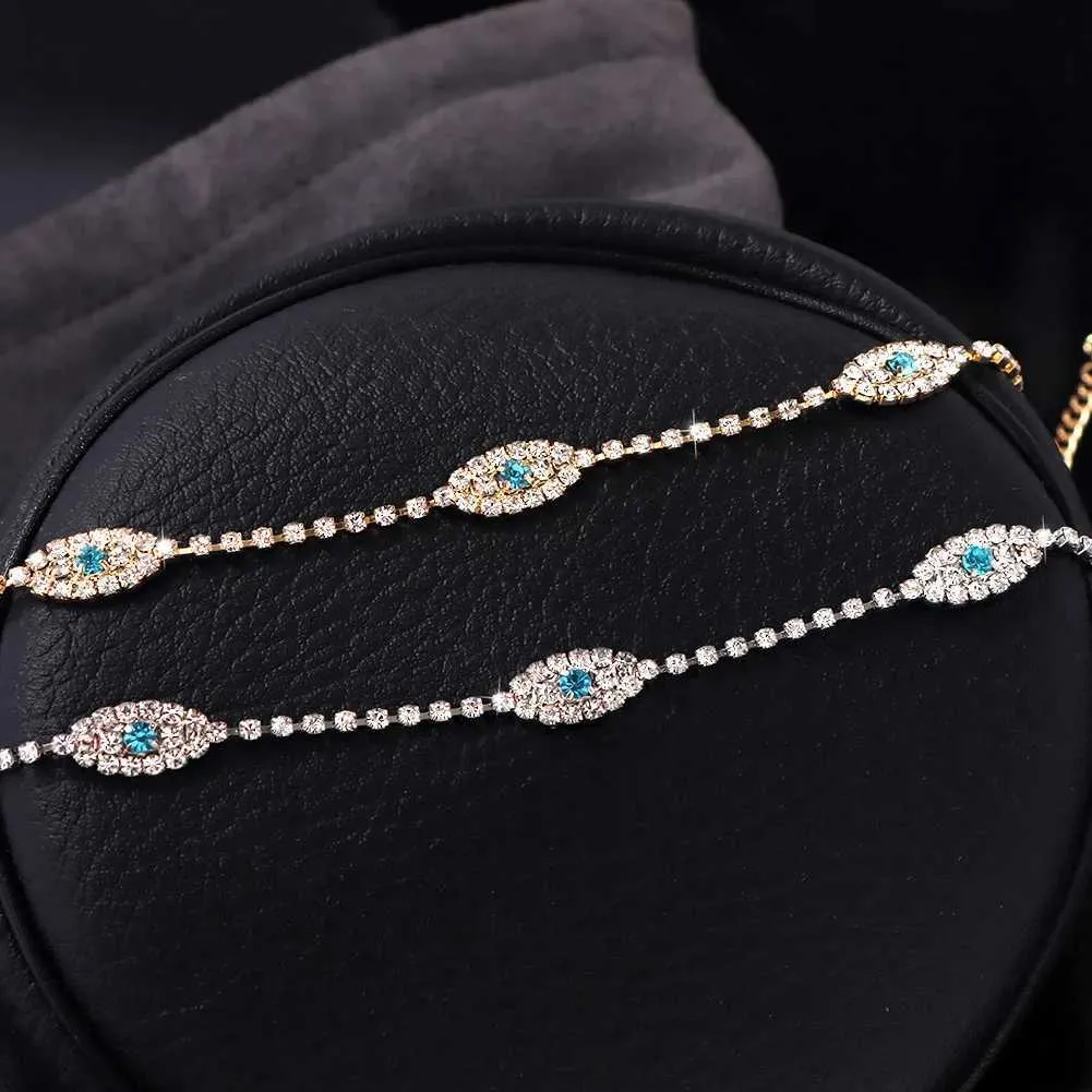 Enkelbandjes Flatfoosie Fashion Evil Eye Crystal Ketting Dames Goud Sier Water Diamant Tennis Enkelband Blotevoetenketting_voghion.com