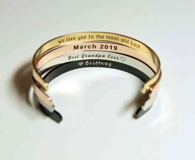 Bracciale con incisione nome data larghezza 4 mm testo coordinate parole personalizzate braccialetti in acciaio inossidabile personalizzati regalo per_voghion.com