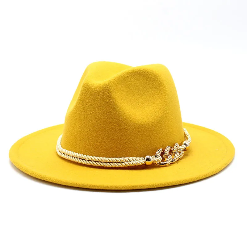 Blackwhite Wide Brim Simple Top Panama Solid Felt Fedoras Hat for Men W_voghion.com