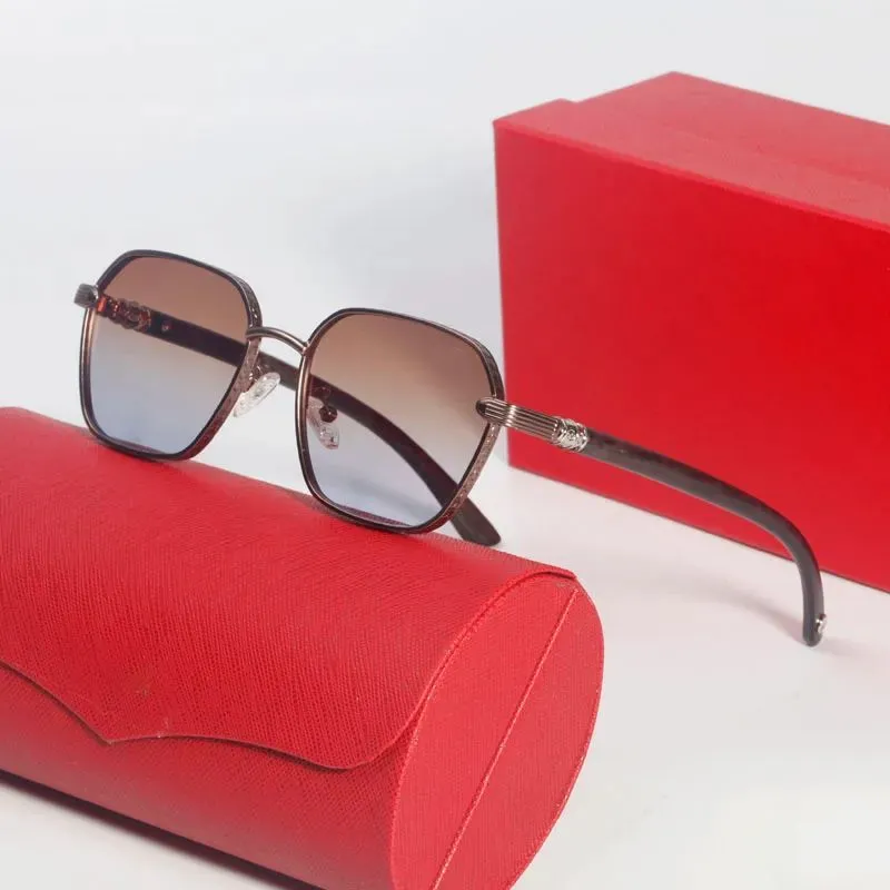 Lunettes de soleil carrées sans monture avec branches en bois_voghion.com