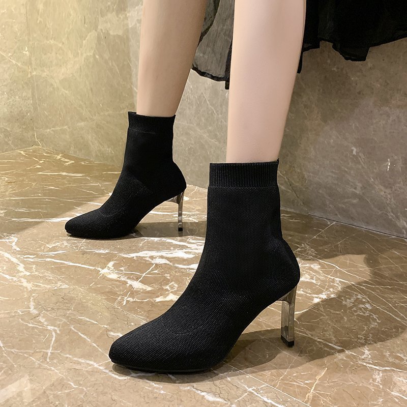 Stretchy Over The Knee Boots Pointed Toe Chunky Heel For Women_voghion.com