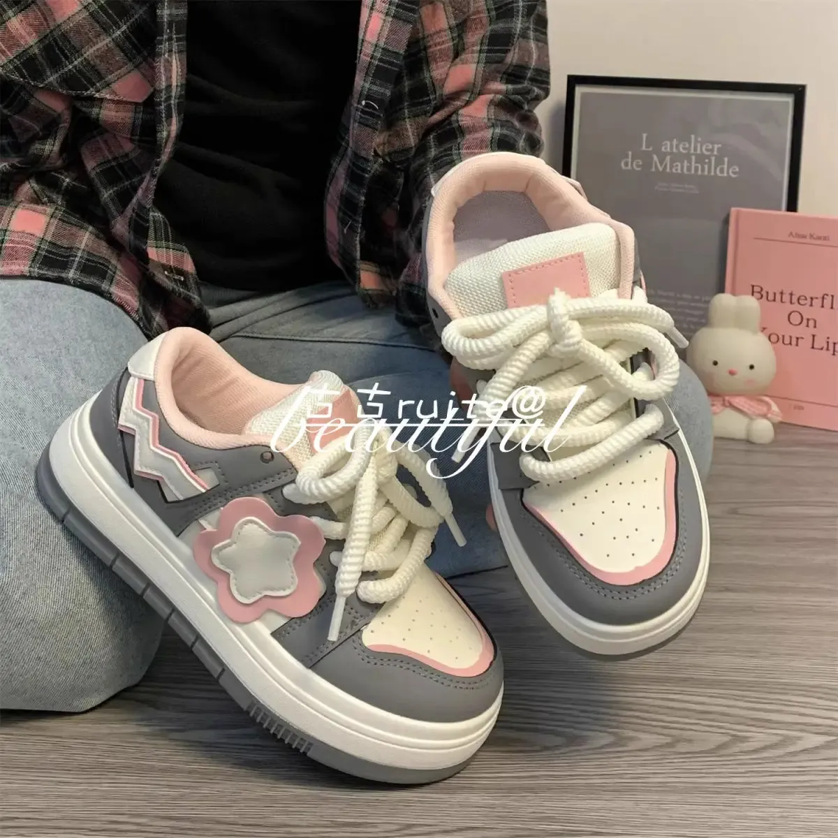 Kawaii Platform Sneakers Women Flat Sports Shoes Spring Summer Cute Casual Vintage Tennis Female Vulcanize White Korean_voghion.com