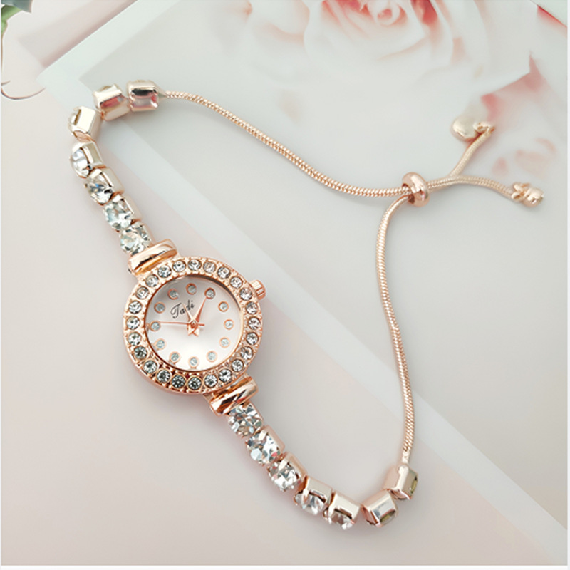 Nueva versión coreana de moda con incrustaciones de diamantes para mujer con correa fina llena de diamantes Pulsera extraíble para estudiantes de mujer