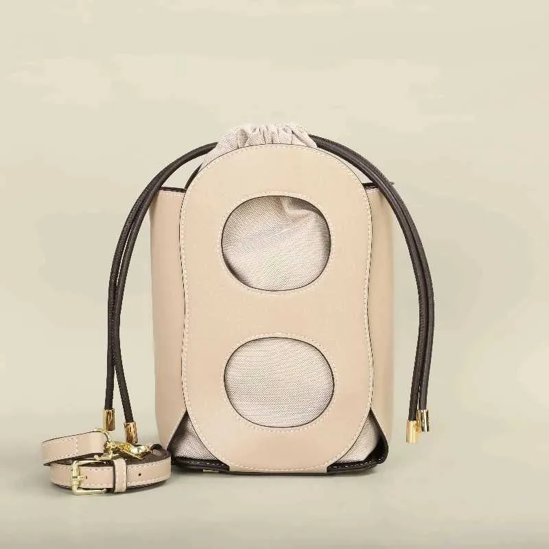 Chic Womens Crossbody Bucket Bag Simple Atmosphere Hollow Design Shoulder Ba241216_voghion.com
