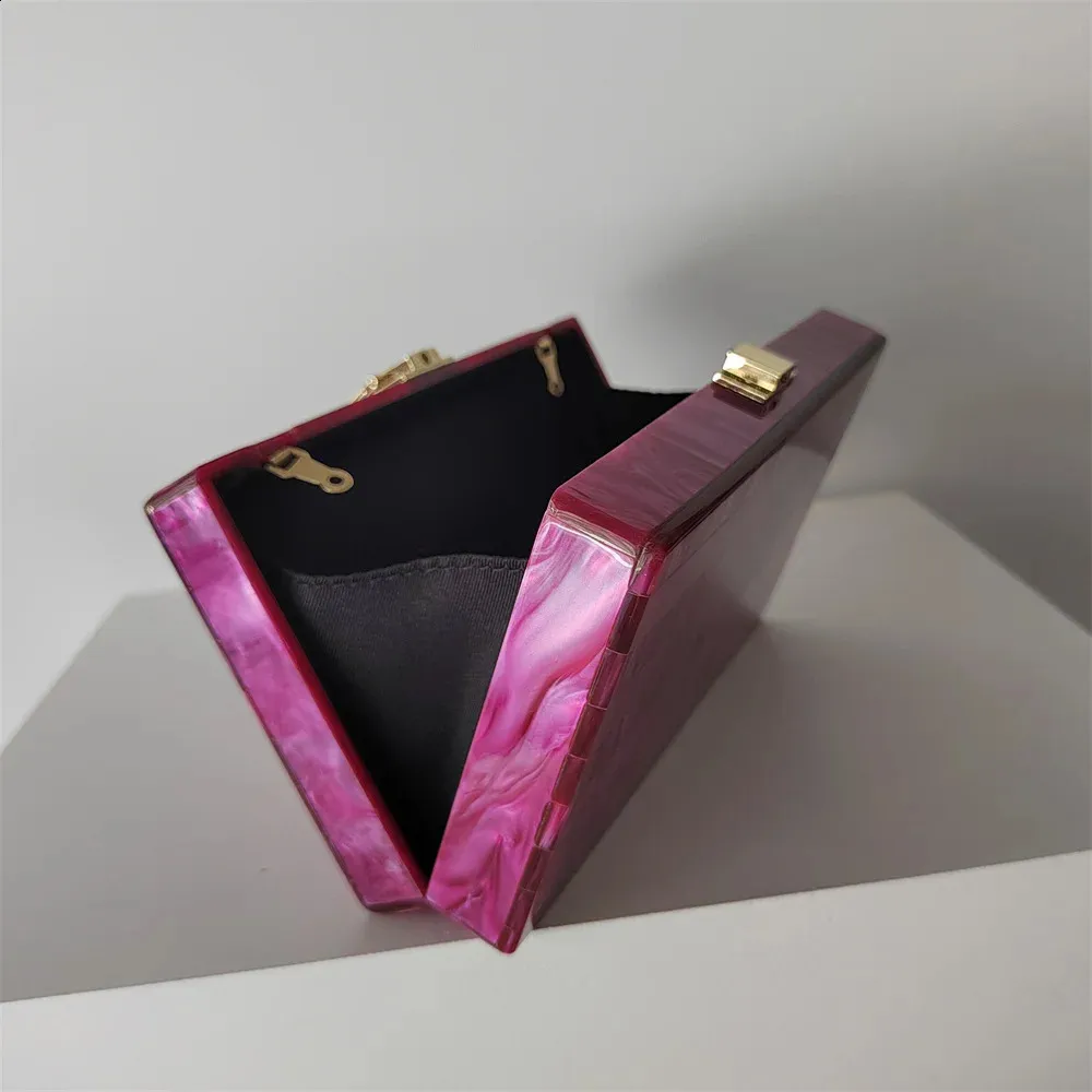 Mange slikperle marmorstribet akrylmateriale skulder messenger aftenboks clutches bryllupsfest dame pung håndtaske_voghion.com