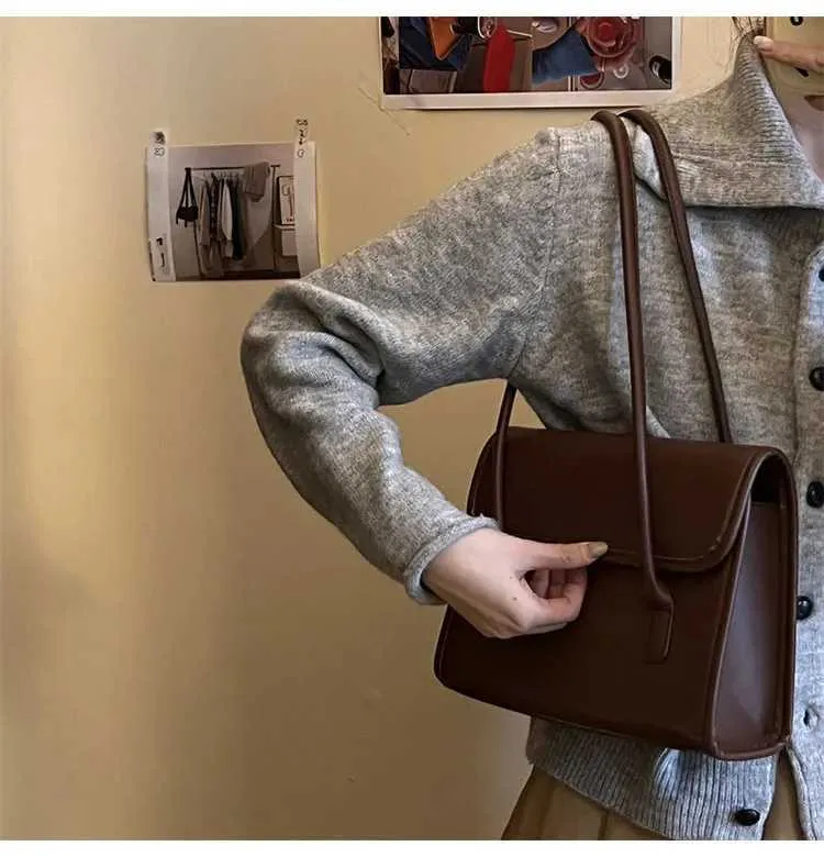 Designer-Tasche, einfarbig, Retro-Textur, Schultertasche, tägliche Erinnerung für Studenten. Hochwertige neue Damenhandtasche aus PU-Leder_voghion.com