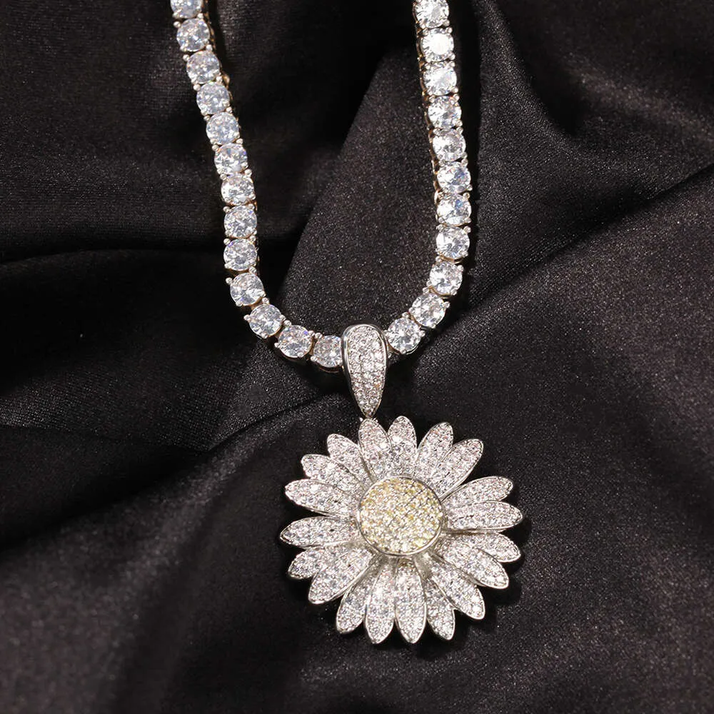 Collana Suower girevole Hip Hop GRA Moissanite Diamante Oro Sterling Argento Ciondolo cubano_voghion.com