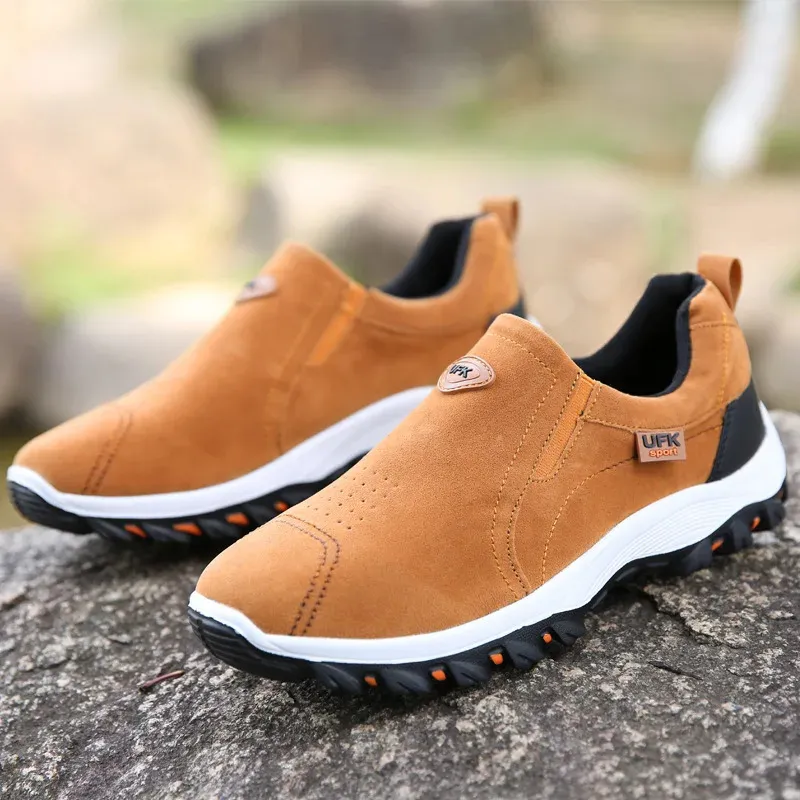 Baskets décontractées pour hommes, chaussures de marche en plein air, mocassins d'automne à enfiler en cuir suédé, grande taille 48 49 50_voghion.com