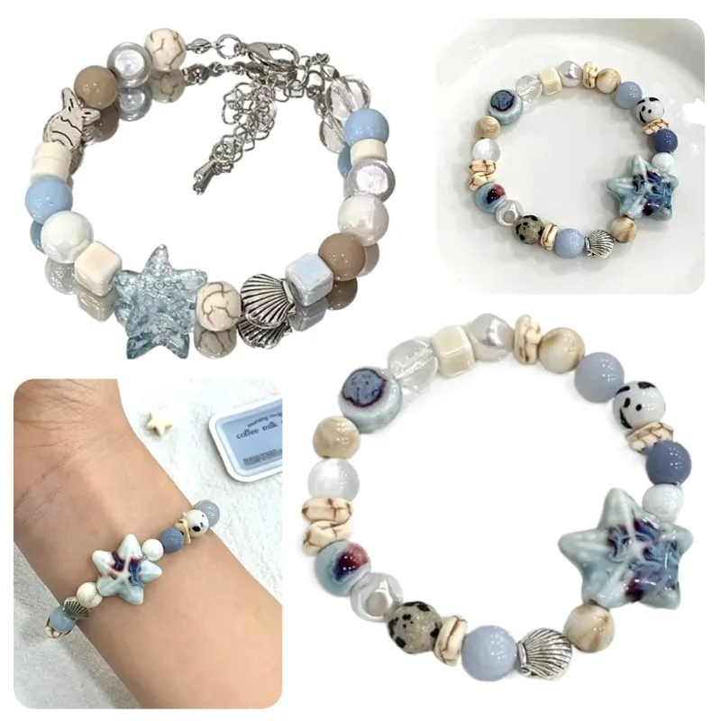 Charm Bracelet Adjustable Ocean Starfish Beaded Trendy Jewellery_voghion.com