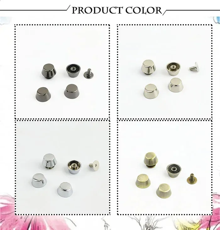 20 set di borse in pelle di alta qualità in metallo color oro rosa con fondo protettivo per piedini, chiodi, cintura, bottone a vite_voghion.com