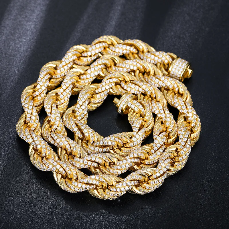 Dropshipping Pass Diamond Tester Iced Out Moissanite Rope Chain Lab Gemstone Twist Κολιέ Sterling Sier για Άνδρες Hiphop_voghion.com