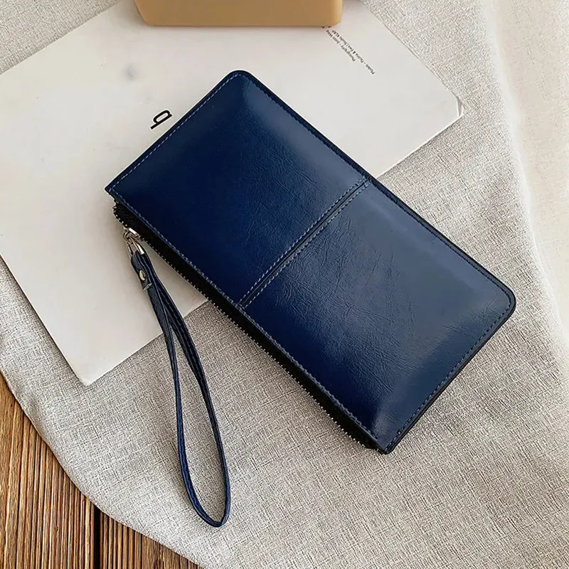 Yogodlns Fashion Solid Color Wallet Female PU Leather Handbag Long Zipper Clutch Card Holder Coin Purse Multi-layer_voghion.com