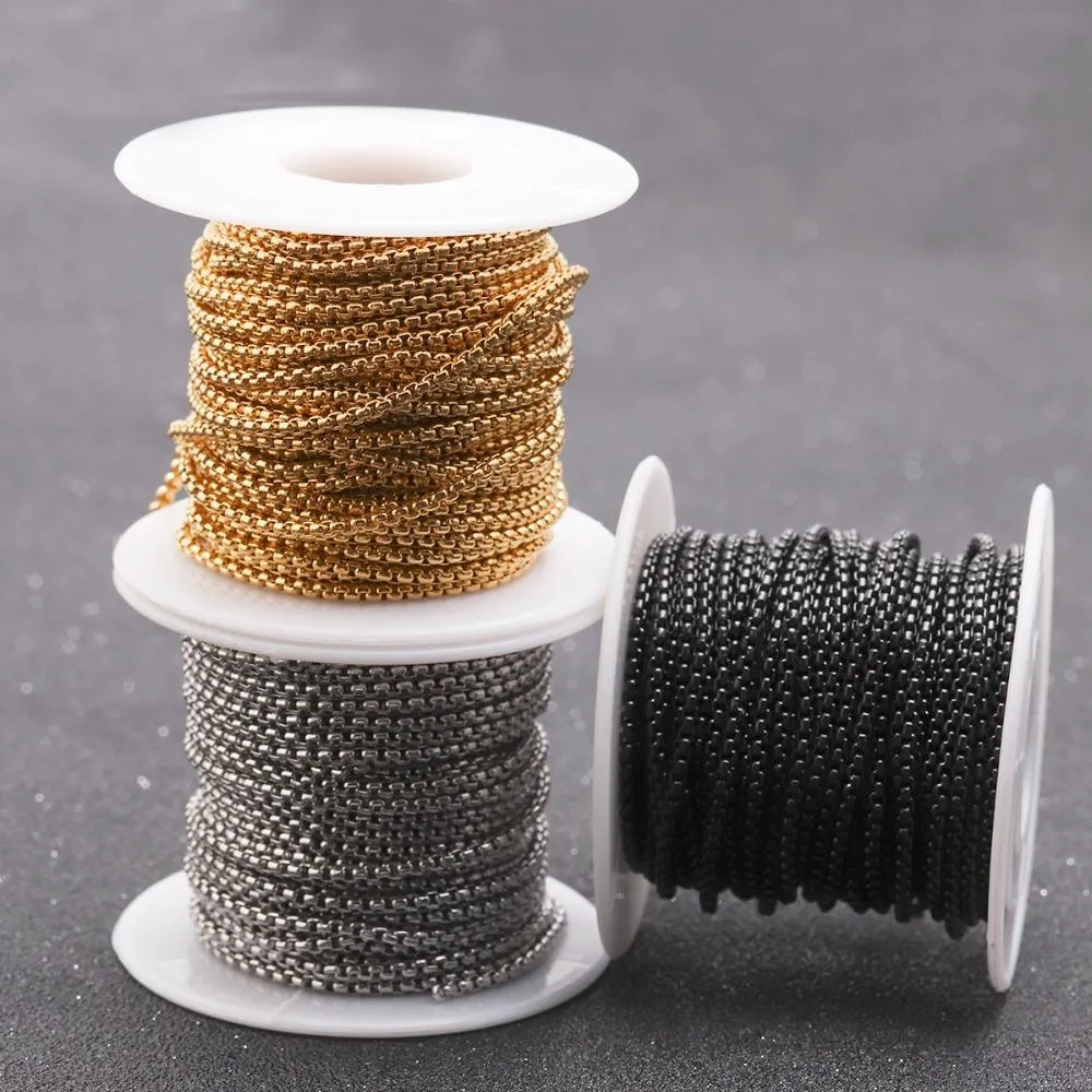 10 yard/rotolo 2 mm 2,5 mm 3 mm argento oro nero acciaio inossidabile catena rolo sfusa per materiali per la realizzazione di collane di gioielli fai da te_voghion.com