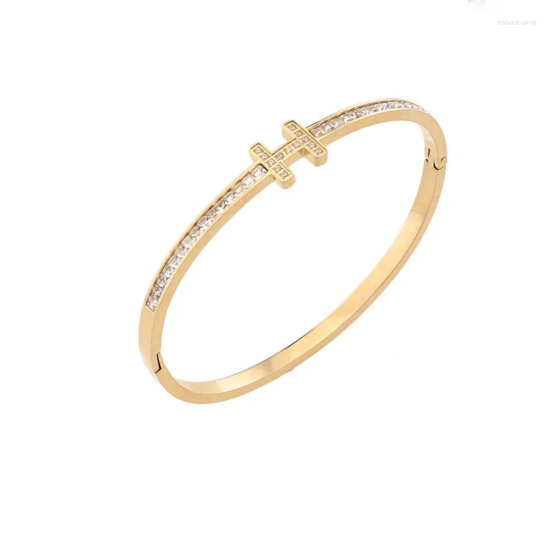 Bangle Stainless Steel Sparkling Zircon Bracelet For Women And Men Jewelry Gifts_voghion.com