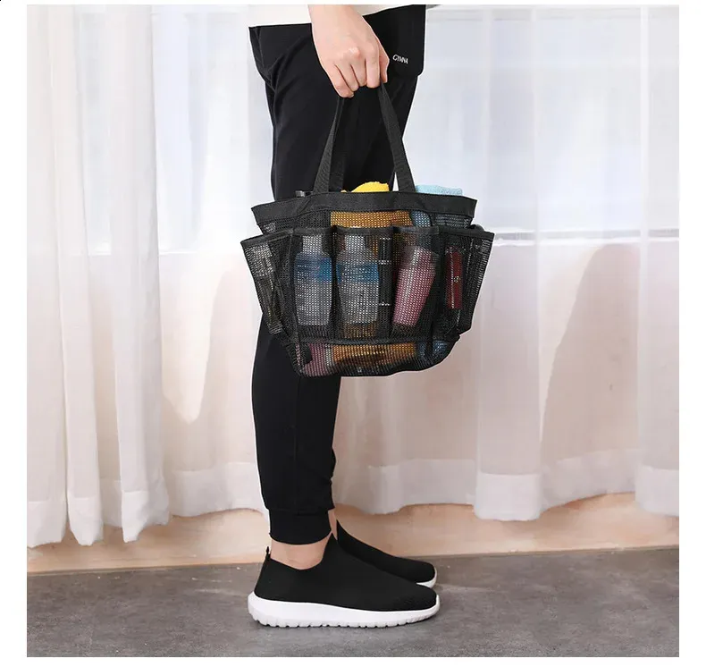 1 sac de voyage pour femme, grande capacité, noir, en maille, pour maquillage, trousse de toilette, organisateur de lavage, étui portable_voghion.com
