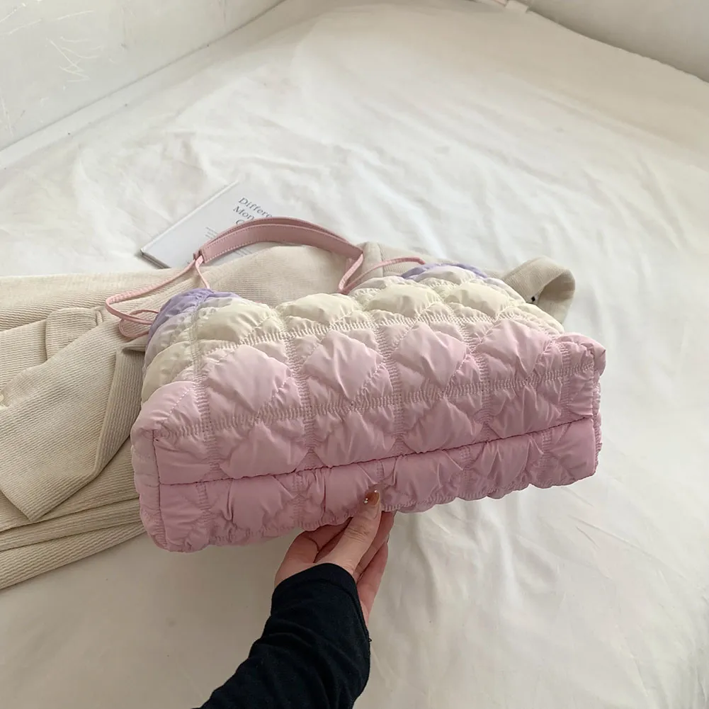 Damen Dia Gesteppter Eimer Große Kapazität Plissee Wolke Kordelzug Unten Hobo Gepolsterte Schulter Herbst Winter Tasche_voghion.com