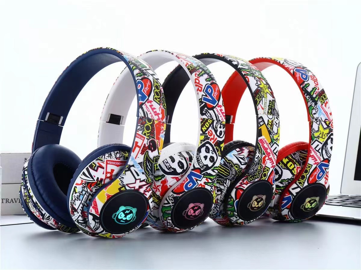 Cuffie auricolari Bluetooth XX-1102 Graffiti economiche Cuffie over-ear Cuffie da gioco per PC wireless_voghion.com