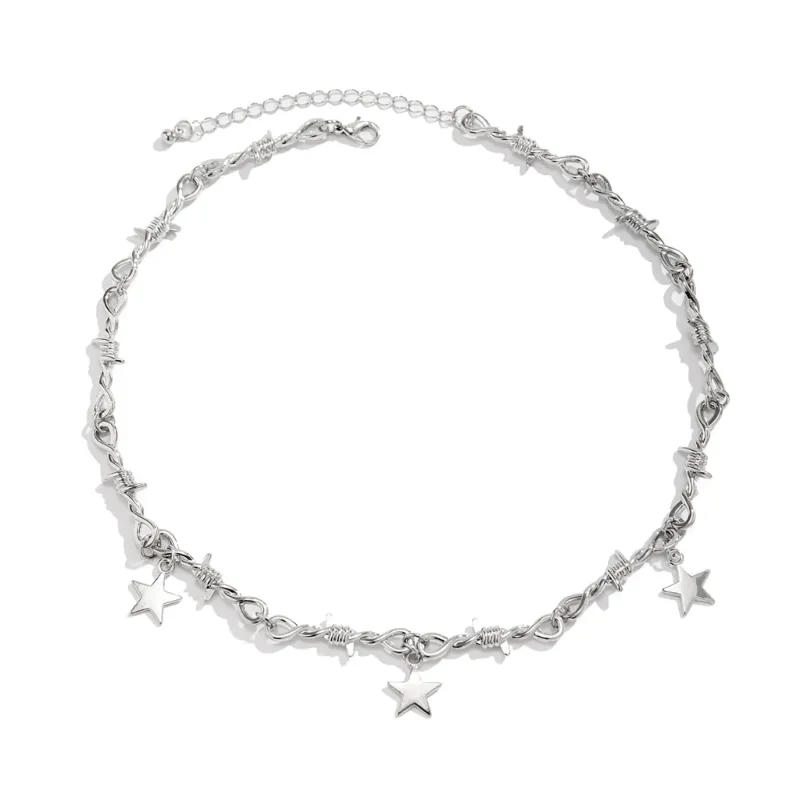 Star Pendant Thorn Chain Choker Necklace For Women & Girls_voghion.com