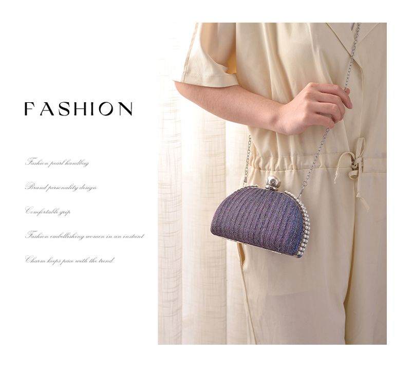 Nuova borsa a mano versatile di alta qualità con pieghe nere da sera e da sera, con perle, da sera_voghion.com