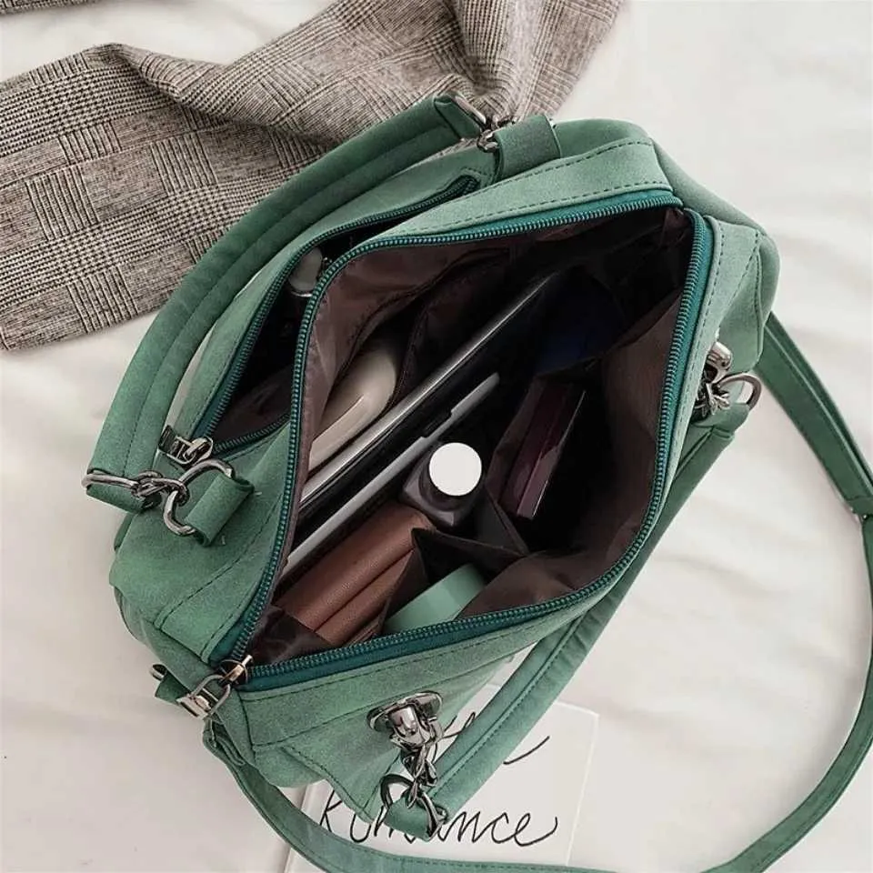 Borsa a tracolla vintage classica retrò alla moda in morbida pelle PU casual con tracolla singola, grande capacità_voghion.com