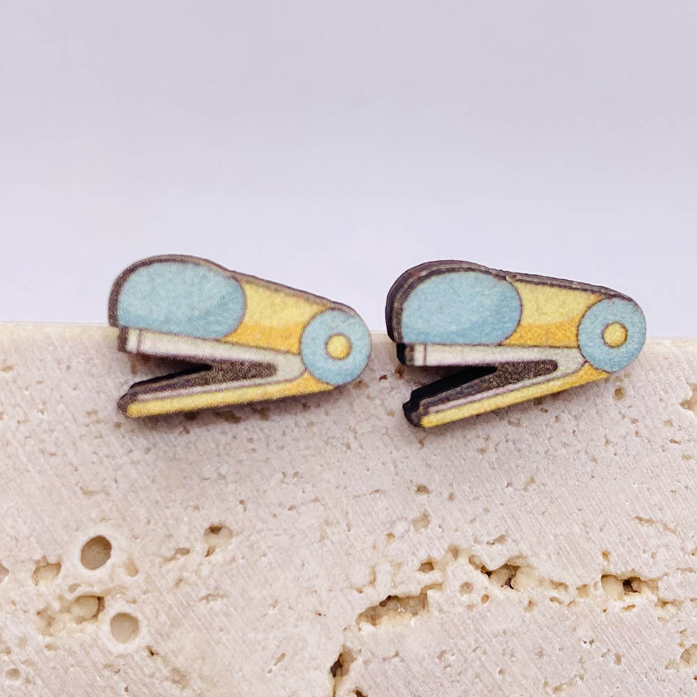 Student pencil magnifying glasses, book scissors, stainless steel earrings, teacher earrings for the start of school_voghion.com