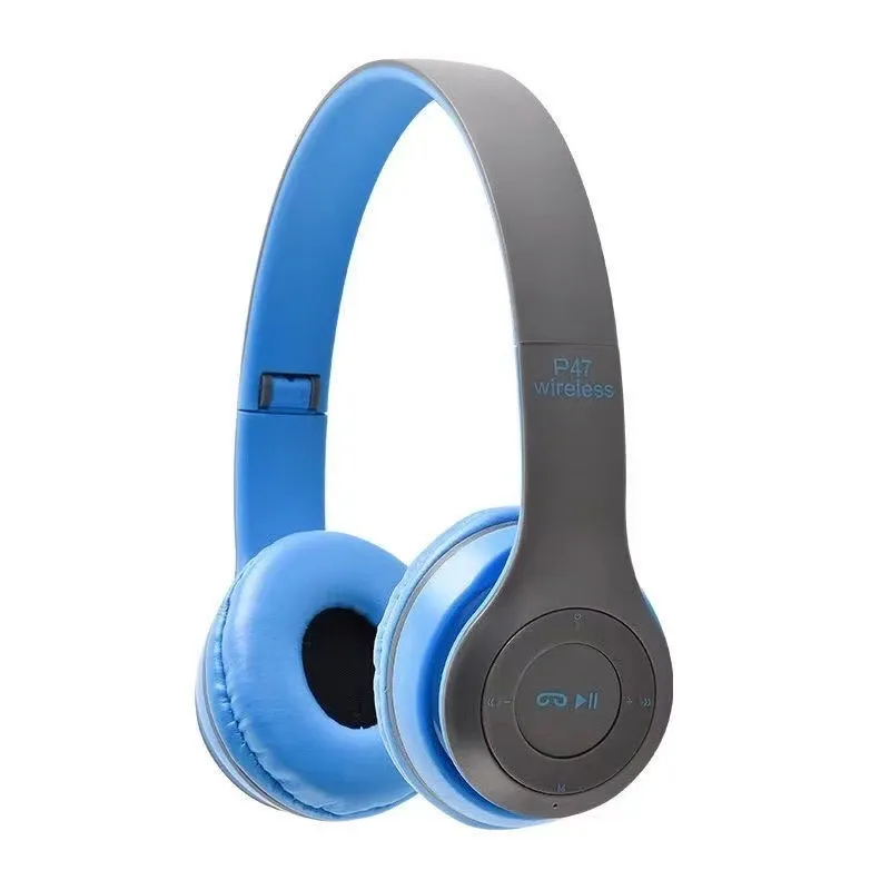 P47 Wireless Earphones Stereo 5.0 Bluetooth Headsets Foldable Gaming Earphone Bass Animation Showing Support TF FM Card_voghion.com