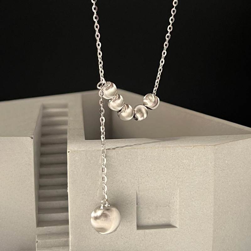 collana con perline rotonde a forma di occhio di gatto in argento sterling, donna, design di nicchia coreano, luce, lusso, moda, maglione a catena_voghion.com