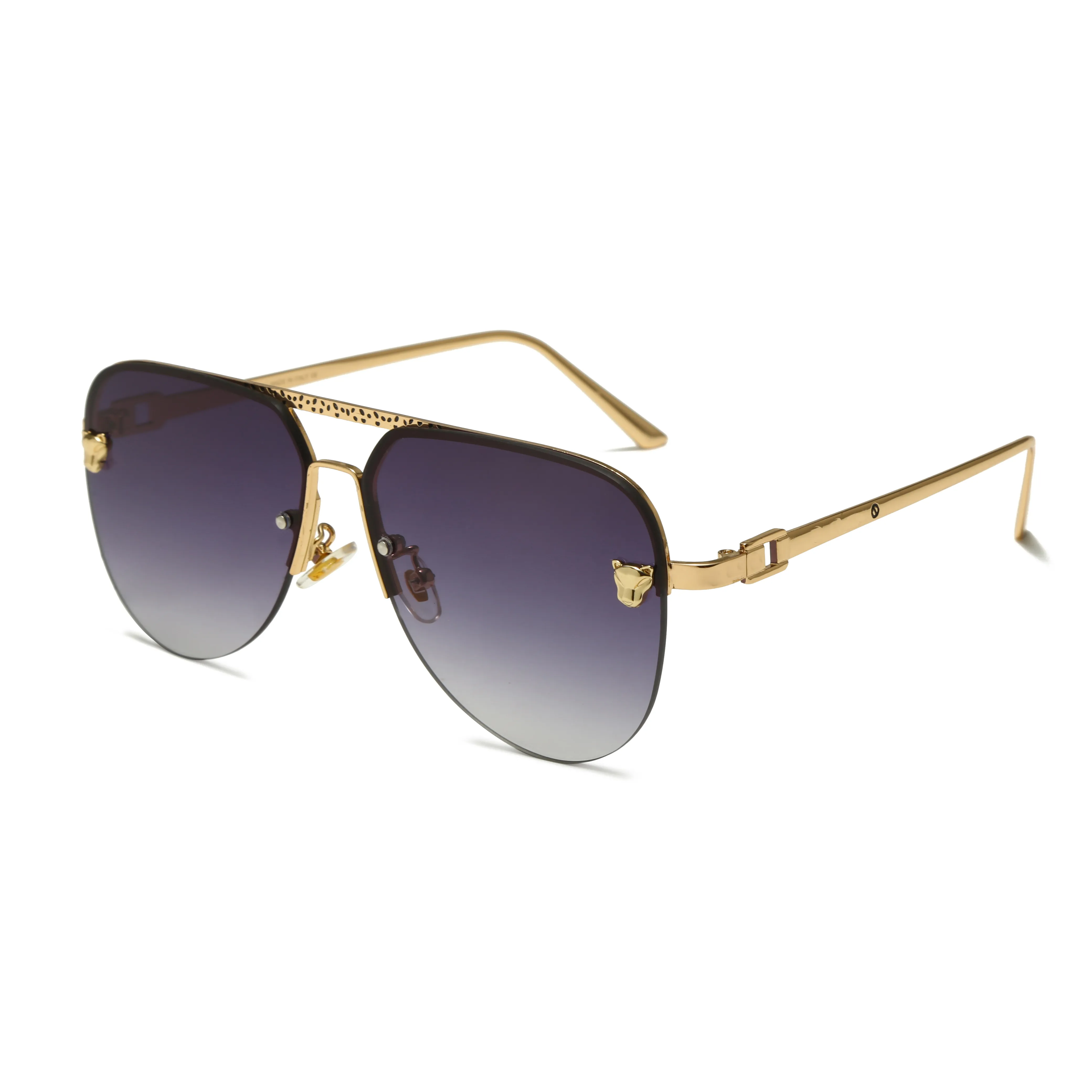 Sonnenbrillen für Herren, coole Sonnenbrillen fürs Autofahren, Pilotenbrille, Gepard, Halbbrille, Doppelquerträger, Sonnenbrille, Designermarke, Metallrahmen, dunkel_voghion.com