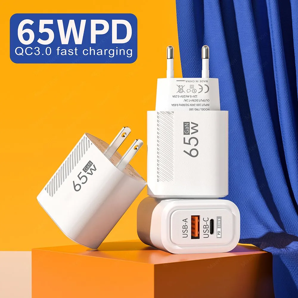 GaN 65W USB Type C Fast Charging Mobile Phone Adapter Quick Charger For Samsung S23 Ultra Xiaomi Huawei IPhone 14 13_voghion.com