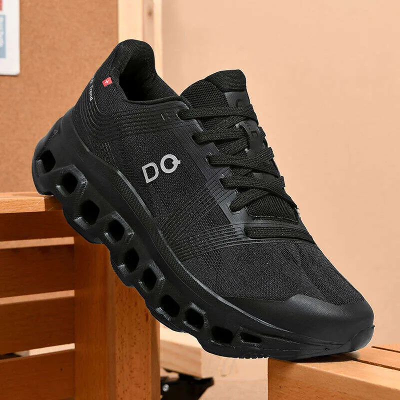Black 2025 Spring New Shock-absorbing Thick Soled Running Sports Dad Mens Shoes Z250121-1_voghion.com