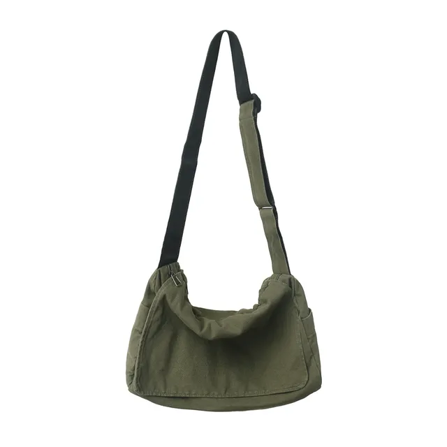 Borsa a tracolla in tela lavata da donna, grande capacità, tracolla regolabile, stile retrò, con tracolla, tracolla, shopping bag_voghion.com