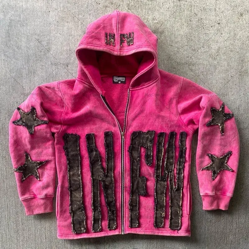 Herren Y2k Casual Retro Gothic Hoodies Europäische und amerikanische Buchstabenstickerei Übergroßer Hoodie Damen Y2K High Street Paarmantel Retro Loose_voghion.com