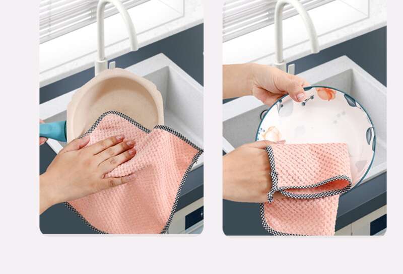 Tableware Household Kitchen Small Square Towel, Degreasing, Thickened Pineapple Lattice, Non-greasy, Absorbent, Hangable_voghion.com