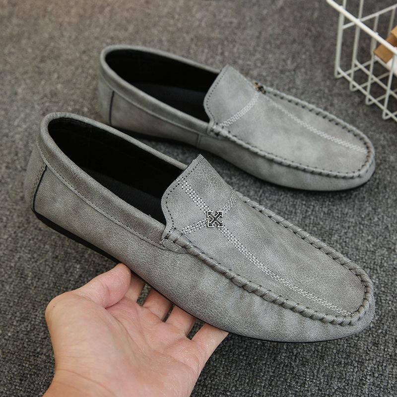 2025 Low Cut Casual Leather Bean For Spring New British Soft Soled Driving Men's With Foot Covers, Lazy And Trendy Shoes 1210_voghion.com