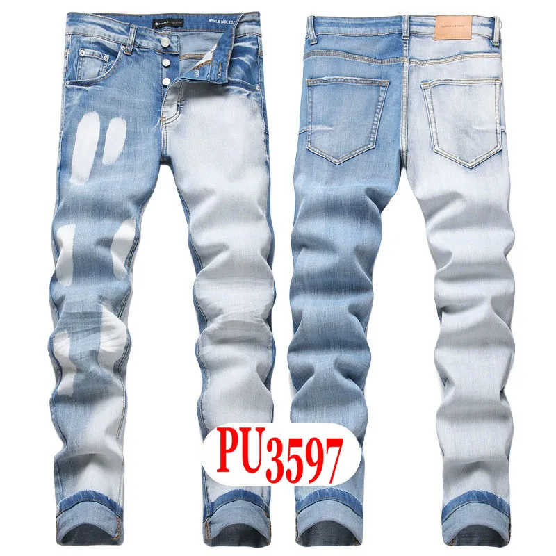 New JEANS Chino Pants Pant Men's Trousers Stretch Close-fitting Slacks Washed Straight Skinny Embroidery Patchwork_mkmklike.com