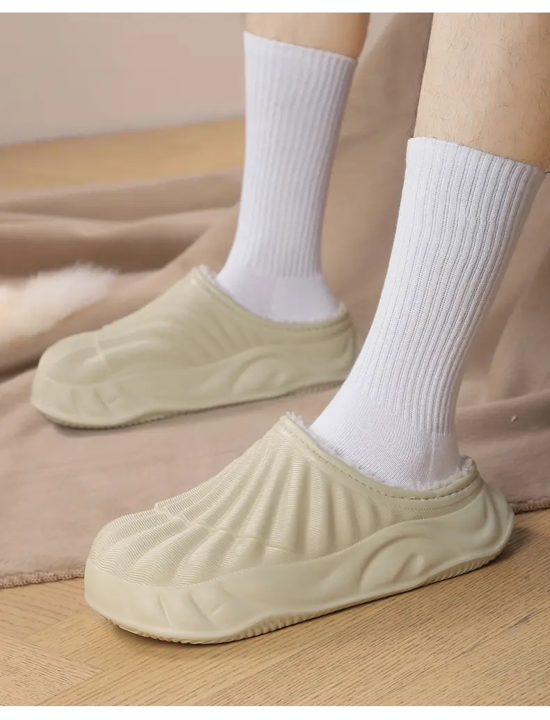 Couple Solid Color Waterproof Cotton Slippers Warm Fashion Casual Can Be Worn Outside Men And Women_voghion.com