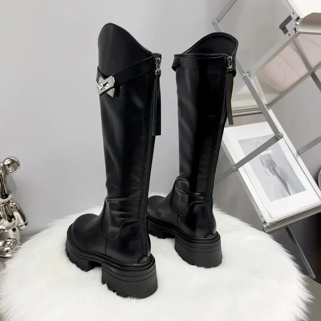 Cizme damă cu platformă până la genunchi, toamnă și iarnă, din piele, din denim, pantofi casual la modă pentru femei, 241024_voghion.com