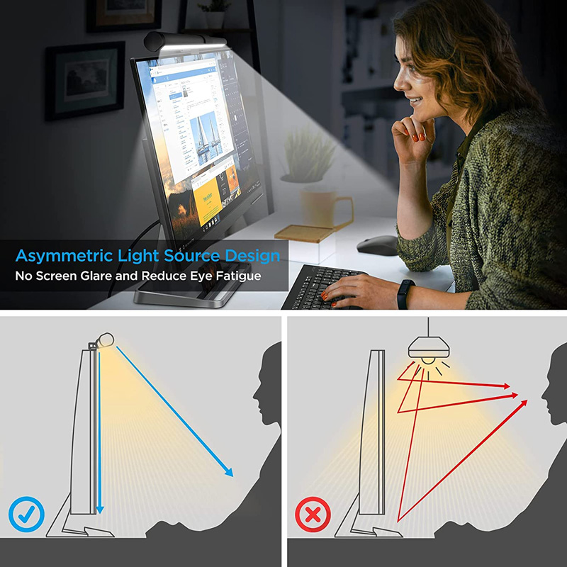 Barra de luz LED para monitor con retroiluminación RGB, control táctil, lámpara de escritorio, luces para pantalla de computadora, lámpara de monitor para el hogar, la oficina, el estudio, PC, gamer_voghion.com