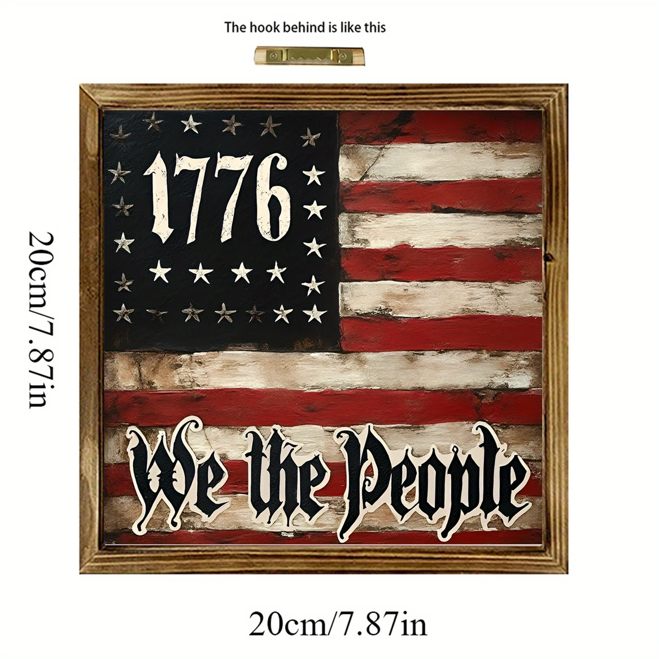 Letrero rústico de madera con la bandera estadounidense de 1776: arte de pared rústico para el hogar, la oficina o como regalo patriótico. Fácil de instalar._voghion.com