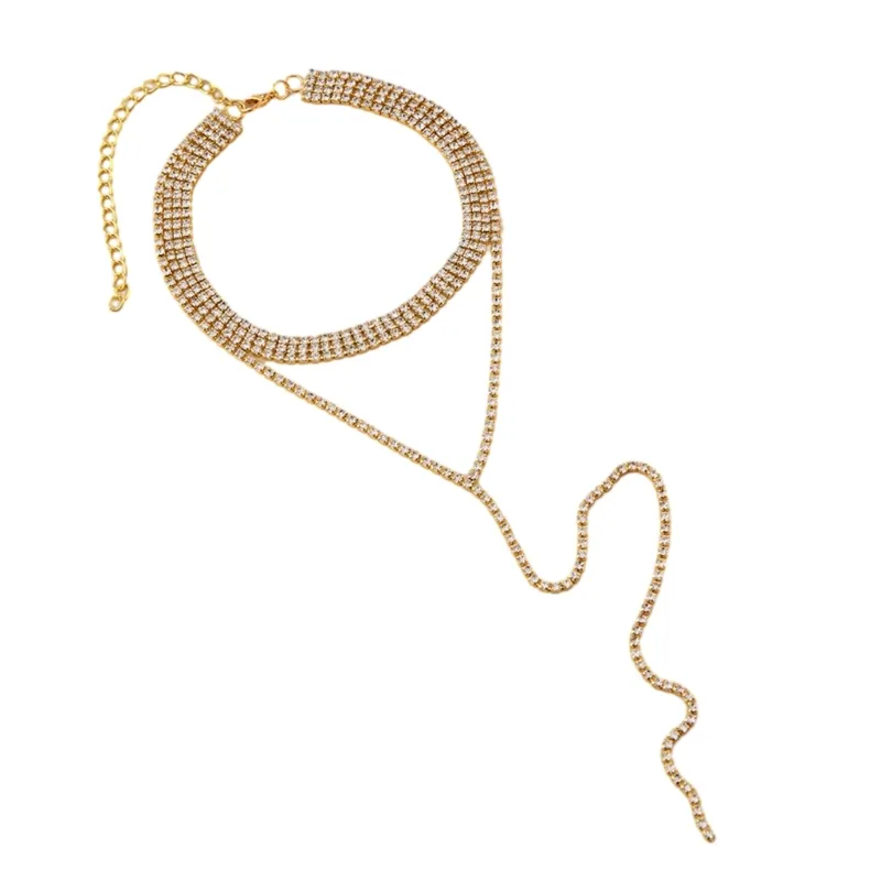 Catene Fashion Forward Collana lunga con frange Accattivanti Accessori con intarsi di diamanti_voghion.com