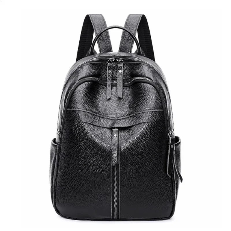 Large Capacity Women's Leather Backpack Vintage Travel School Bag_voghion.com