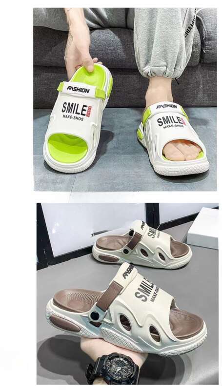 Nuove pantofole estive con fondo spesso antiscivolo One Word Drag da uomo, scarpe comode e comode per il tempo libero, per interni ed esterni_voghion.com