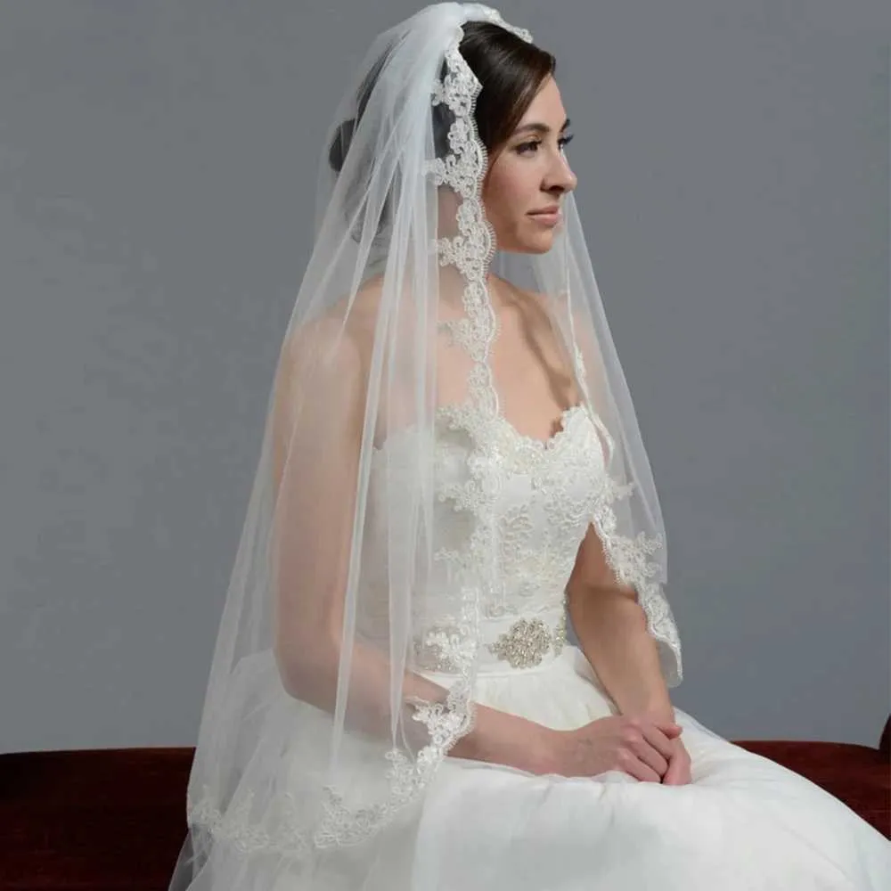 Bruidssluier met kantrand bruidsaccessoires voor in het haar_voghion.com