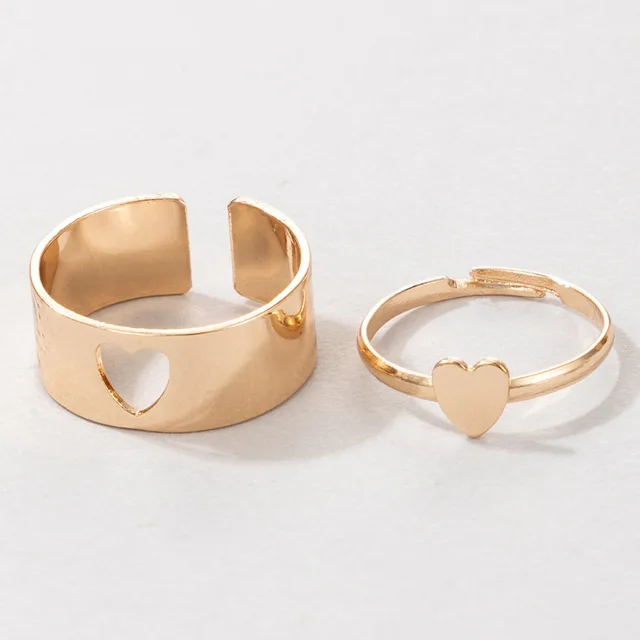 Gotowy zapas Vintage Simple Animal Butterlfly Star Moon Heart Open Rings dla kobiet dziewcząt gotycka biżuteria 2PCS Punk Black Couple Ring_voghion.com