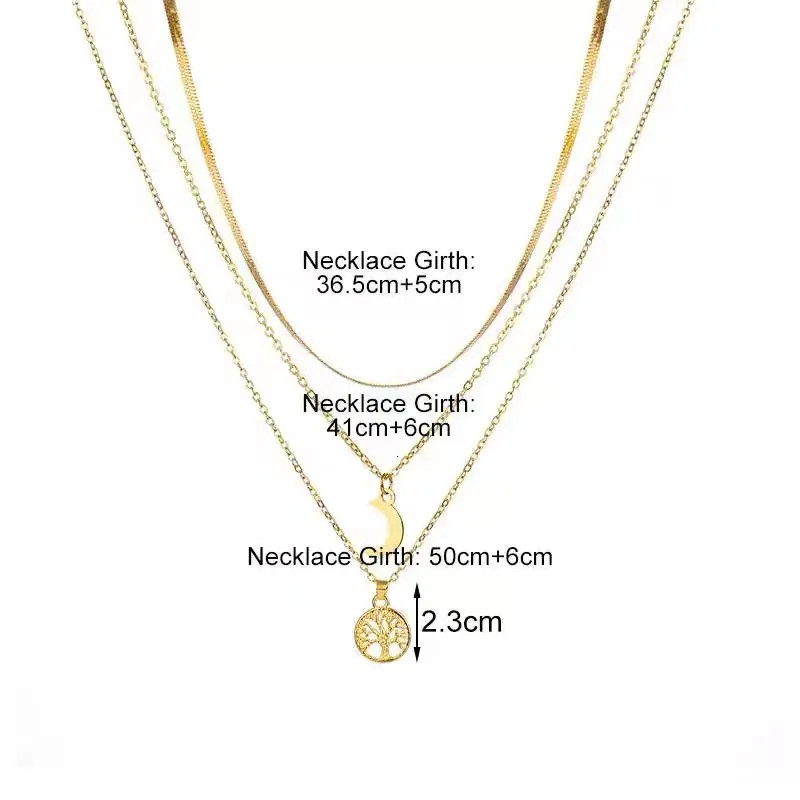 Collane Sterling Sier Triplo strato Collana Luna Pendente Choker Festa Compleanno Regalo Donna Moda Gioielli 230426_voghion.com
