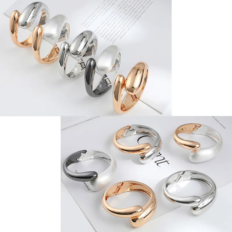 Bangle Alloy Mixed Color Simple Statement Bangles Fashion Jewelry Wide Women 2024_voghion.com