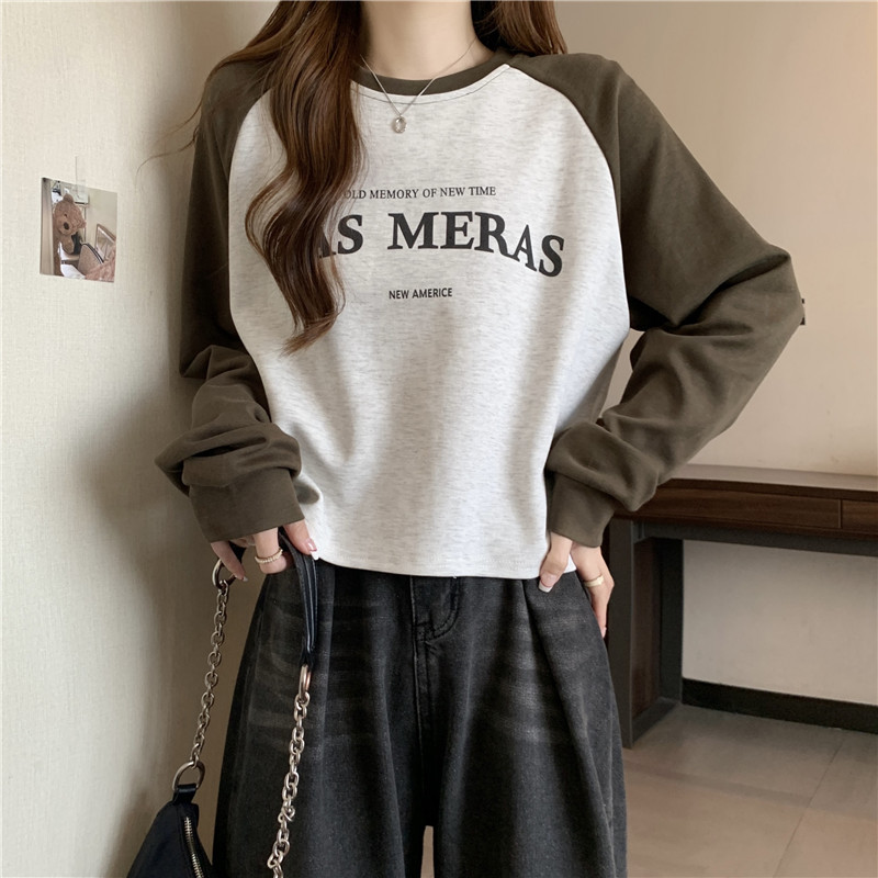 Women's Colour-blocked Raglan Printed Sweatshirt For Spring_voghion.com