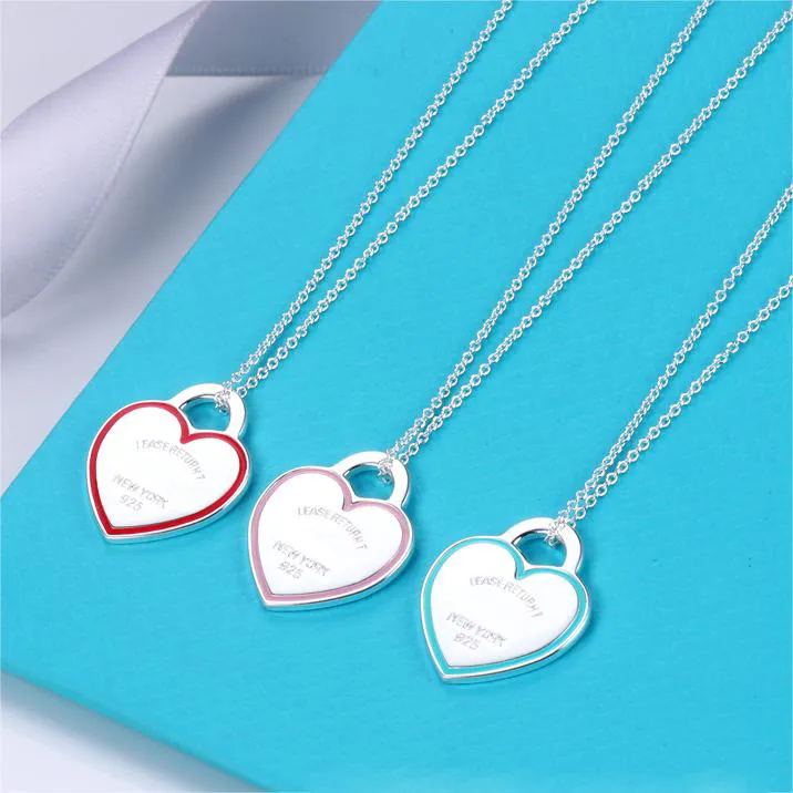 brand key designer pendant female S sier plated couple cross chain choker blue heart necklace neck jewelry gift_voghion.com