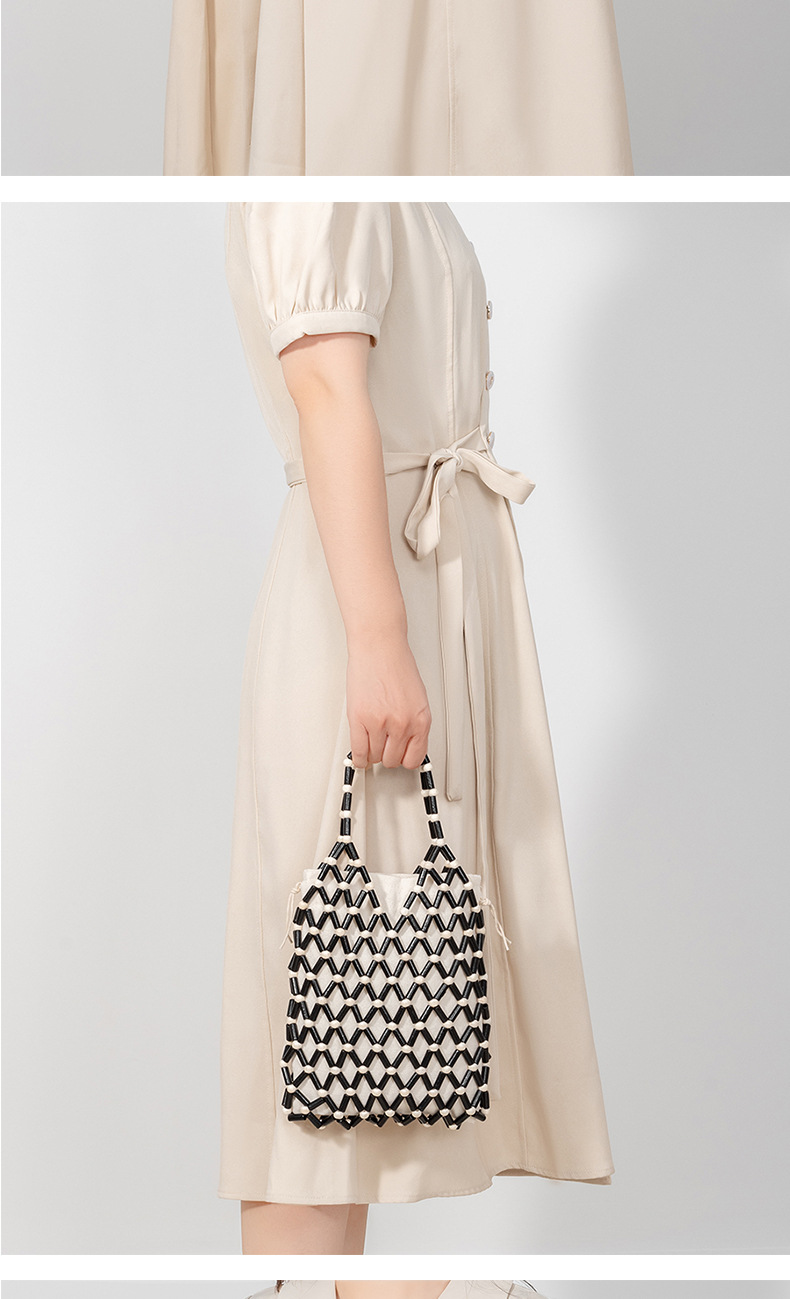 Handgefertigte gewebte Handtasche mit Nischendesign, hochwertige Tasche aus Holzperlen, handgefertigte_voghion.com
